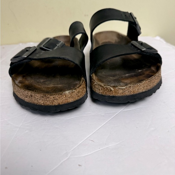 Birkenstock Arizona Birko 2 Strap Sandal Buckles Black Leather EVA Cork 12.5 US - Picture 11 of 15